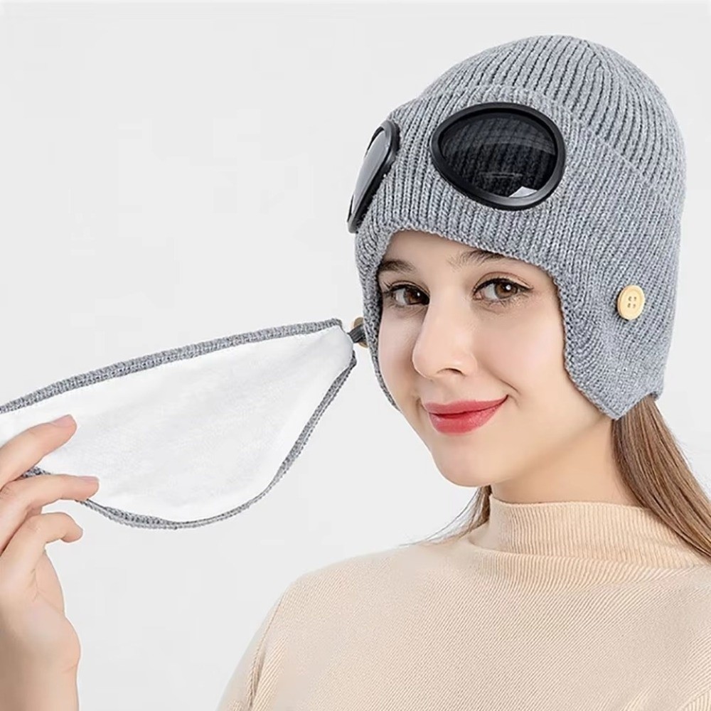 Winter Clothing Earmuffs - Topi Wol Hangat Berlapis Bulu dengan