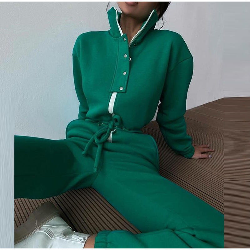 Winter Clothing Sales - Jumpsuit Kerah Berdiri Kasual Wanita Musim