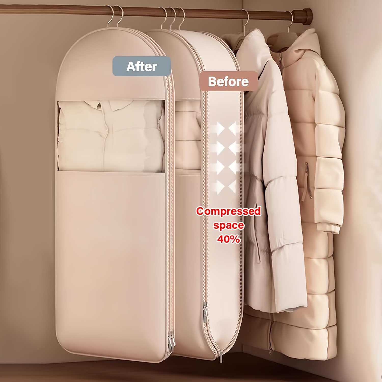 Tas Gantung Kompresi Beige, He - Winter Clothing Organizer ulasan dan harga